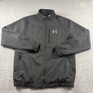 Under Armour Jacket Mens XL Black Full Zip Medium Weight Bomber Loose Fit
